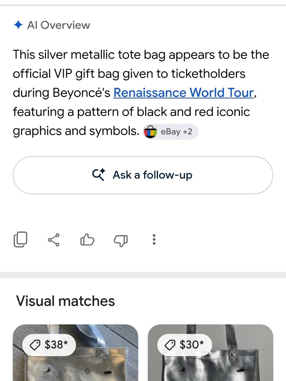 Silver Metallic Graphic Tote Bag with Black & Red Accents
